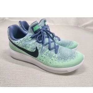 Nike Lunarepic Flyknit 2 Size 9.5 Running Shoes Sneaker 863780-403 Green Multi